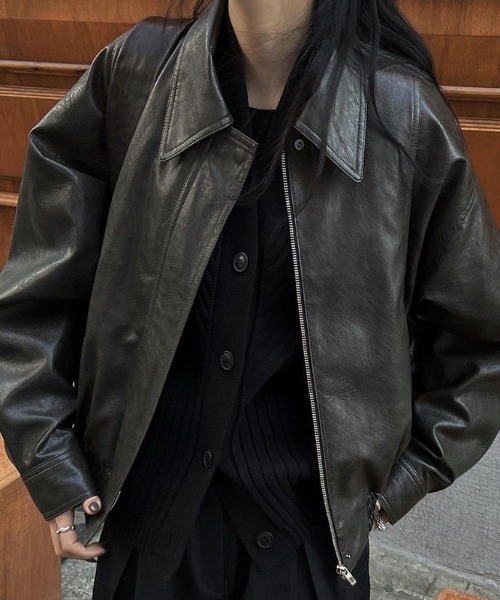 セール】デザインポケットフェイクレザージャケット（その他アウター