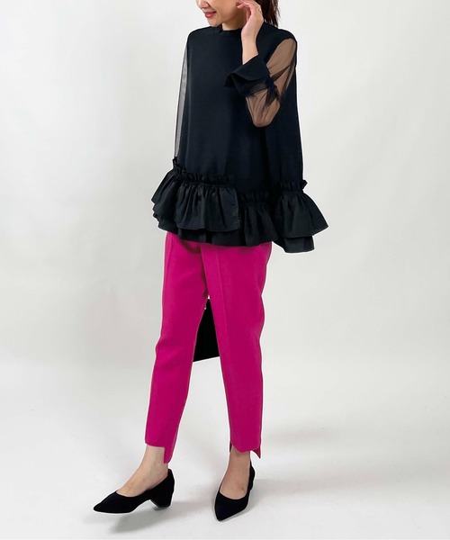 PICCIN(ピッチン)の「【WEB限定】バブルヘムシアースリーブトップス(Tシャツ/カットソー・レディース・オフホワイト/ブラック・M)」の21枚目の写真