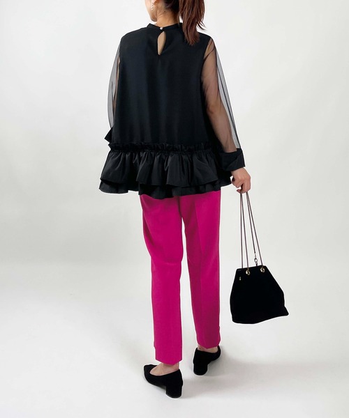 PICCIN(ピッチン)の「【WEB限定】バブルヘムシアースリーブトップス(Tシャツ/カットソー・レディース・オフホワイト/ブラック・M)」の22枚目の写真