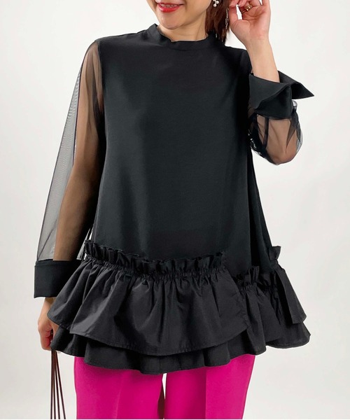 PICCIN(ピッチン)の「【WEB限定】バブルヘムシアースリーブトップス(Tシャツ/カットソー・レディース・オフホワイト/ブラック・M)」の19枚目の写真