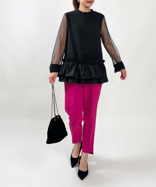 PICCIN(ピッチン)の「【WEB限定】バブルヘムシアースリーブトップス(Tシャツ/カットソー・レディース・オフホワイト/ブラック・M)」の20枚目の写真