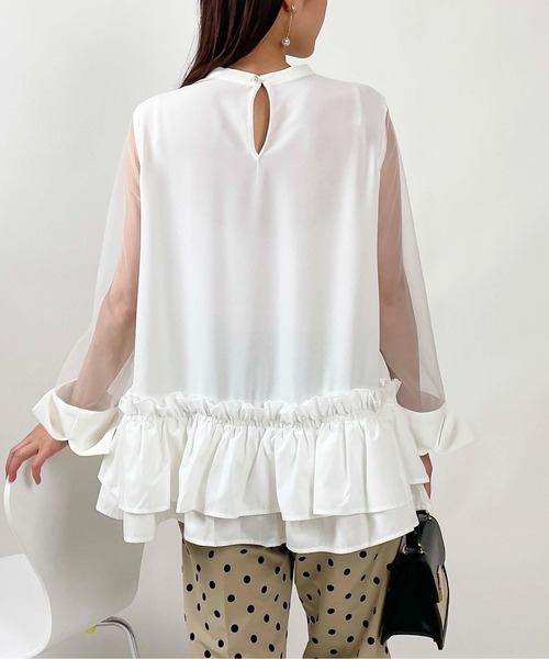 PICCIN(ピッチン)の「【WEB限定】バブルヘムシアースリーブトップス(Tシャツ/カットソー・レディース・オフホワイト/ブラック・M)」の5枚目の写真