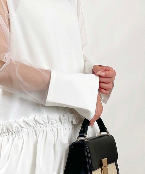 PICCIN(ピッチン)の「【WEB限定】バブルヘムシアースリーブトップス(Tシャツ/カットソー・レディース・オフホワイト/ブラック・M)」の13枚目の写真