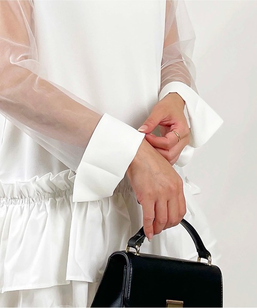 PICCIN(ピッチン)の「【WEB限定】バブルヘムシアースリーブトップス(Tシャツ/カットソー・レディース・オフホワイト/ブラック・M)」の12枚目の写真