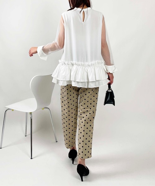 PICCIN(ピッチン)の「【WEB限定】バブルヘムシアースリーブトップス(Tシャツ/カットソー・レディース・オフホワイト/ブラック・M)」の10枚目の写真