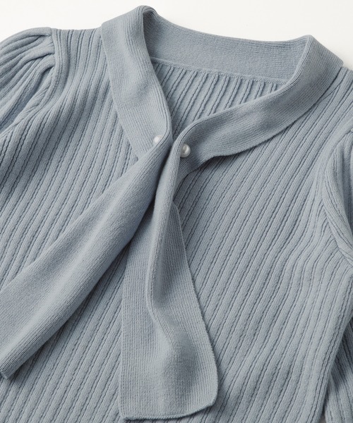 alotta（アロッタ）の「カシミヤタッチボウタイリブニット（ニット/セーター・レディース・モカ/ネイビー/ライトブルー/ベビーピンク・3L/LL/L/M）」の5枚目の写真