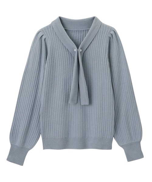 alotta（アロッタ）の「カシミヤタッチボウタイリブニット（ニット/セーター・レディース・モカ/ネイビー/ライトブルー/ベビーピンク・3L/LL/L/M）」の6枚目の写真