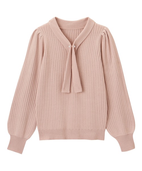 alotta（アロッタ）の「カシミヤタッチボウタイリブニット（ニット/セーター・レディース・モカ/ネイビー/ライトブルー/ベビーピンク・3L/LL/L/M）」の9枚目の写真