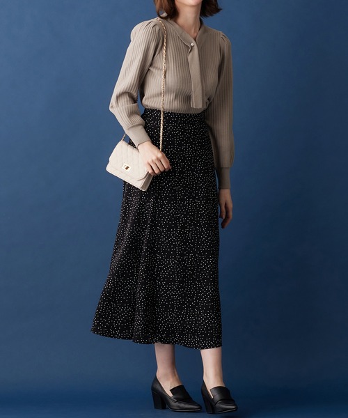 alotta（アロッタ）の「カシミヤタッチボウタイリブニット（ニット/セーター・レディース・モカ/ネイビー/ライトブルー/ベビーピンク・3L/LL/L/M）」の11枚目の写真