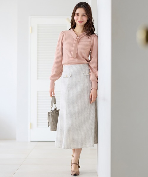 alotta（アロッタ）の「カシミヤタッチボウタイリブニット（ニット/セーター・レディース・モカ/ネイビー/ライトブルー/ベビーピンク・3L/LL/L/M）」の20枚目の写真