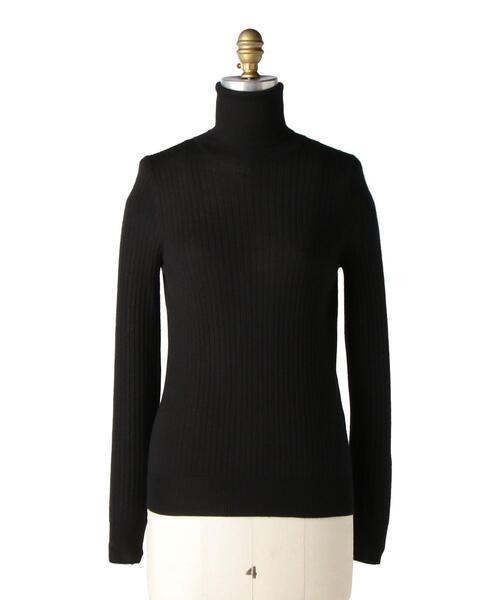 Drawer（ドゥロワー）の「DRAWER カシミヤシルク 18G リブタートル§（ニット/セーター・レディース・ベージュ/ネイビー/ブラック/グレー・1/2）」の2枚目の写真