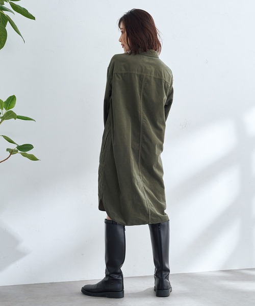 Lee(リー)の「Lee/リー【コーデュロイ】ロコワンピース(シャツワンピース・レディース・オリーブ/アイボリー・SMALL/MEDIUM)」の7枚目の写真