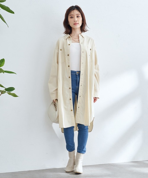 Lee(リー)の「Lee/リー【コーデュロイ】ロコワンピース(シャツワンピース・レディース・オリーブ/アイボリー・SMALL/MEDIUM)」の14枚目の写真