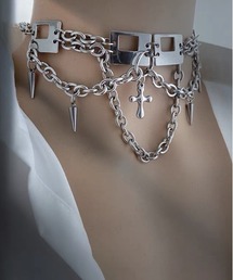 『.KOM/ドットケーオーエム』ニードルクロスチェーンネックレス【Y】【CN】