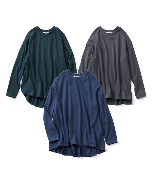 IEDIT(イディット)の「IEDIT 汗じみ軽減加工素材のゆるシルエットデザイントップス(Tシャツ/カットソー・レディース・グリーン/ブルー/グレー・X-LARGE/LARGE/MEDIUM/XX-LARGE/SMALL)」の10枚目の写真
