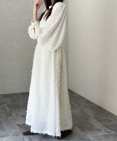 Per sist ence(パーシエンス)の「フリンジジャガードボリューム7分袖ブラウス(シャツ/ブラウス・レディース・ブラック/グレー/アイボリー・FREE)」の7枚目の写真