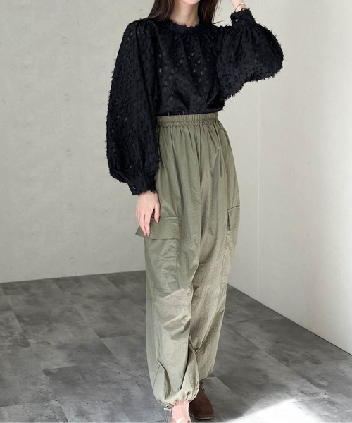 Per sist ence(パーシエンス)の「フリンジジャガードボリューム7分袖ブラウス(シャツ/ブラウス・レディース・ブラック/グレー/アイボリー・FREE)」の11枚目の写真