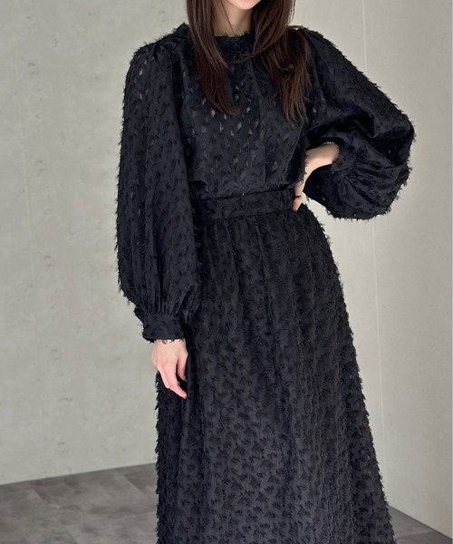 Per sist ence(パーシエンス)の「フリンジジャガードボリューム7分袖ブラウス(シャツ/ブラウス・レディース・ブラック/グレー/アイボリー・FREE)」の14枚目の写真