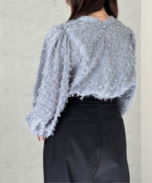 Per sist ence(パーシエンス)の「フリンジジャガードボリューム7分袖ブラウス(シャツ/ブラウス・レディース・ブラック/グレー/アイボリー・FREE)」の20枚目の写真
