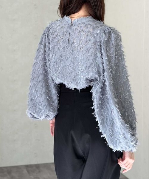 Per sist ence(パーシエンス)の「フリンジジャガードボリューム7分袖ブラウス(シャツ/ブラウス・レディース・ブラック/グレー/アイボリー・FREE)」の21枚目の写真