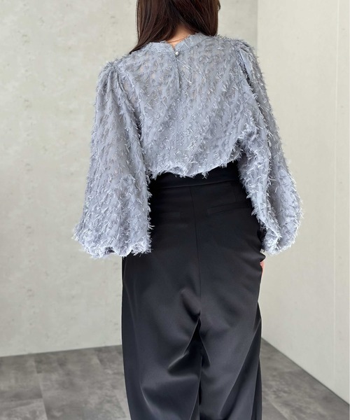 Per sist ence(パーシエンス)の「フリンジジャガードボリューム7分袖ブラウス(シャツ/ブラウス・レディース・ブラック/グレー/アイボリー・FREE)」の22枚目の写真