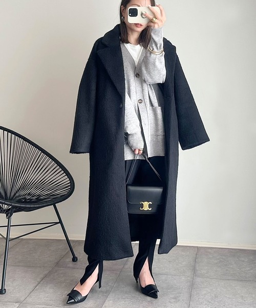 andme（アンドミー）の「ニットシャギーロングチェスターコート（チェスターコート・レディース・チャコールグレー/ブラック/ブラウン・M/L）」の17枚目の写真