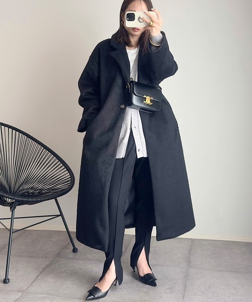 andme（アンドミー）の「ニットシャギーロングチェスターコート（チェスターコート・レディース・チャコールグレー/ブラック/ブラウン・M/L）」の18枚目の写真