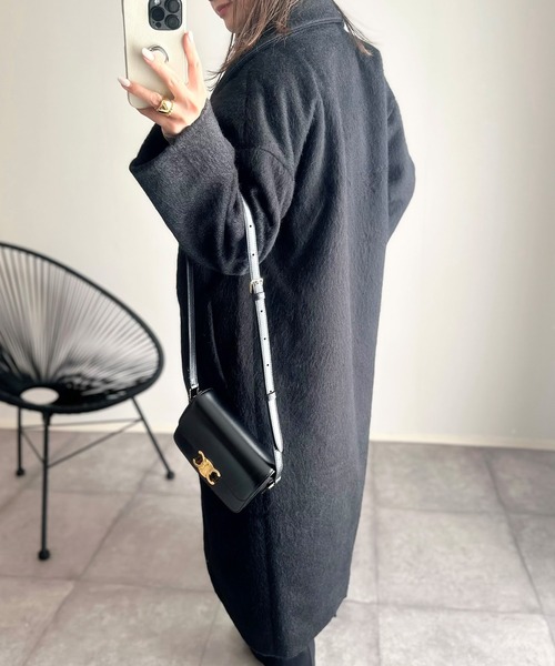 andme（アンドミー）の「ニットシャギーロングチェスターコート（チェスターコート・レディース・チャコールグレー/ブラック/ブラウン・M/L）」の21枚目の写真