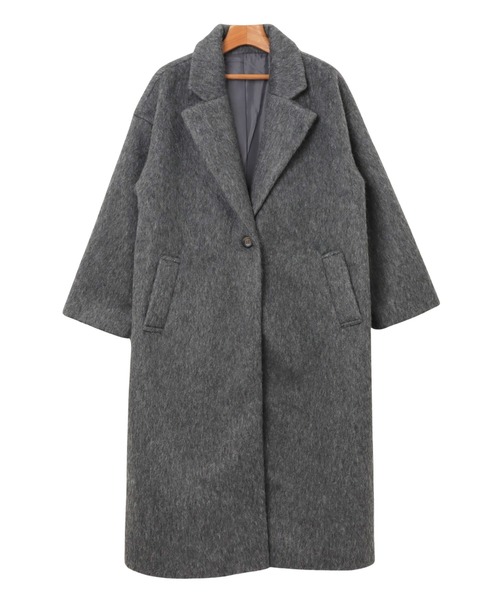 andme（アンドミー）の「ニットシャギーロングチェスターコート（チェスターコート・レディース・チャコールグレー/ブラック/ブラウン・M/L）」の11枚目の写真