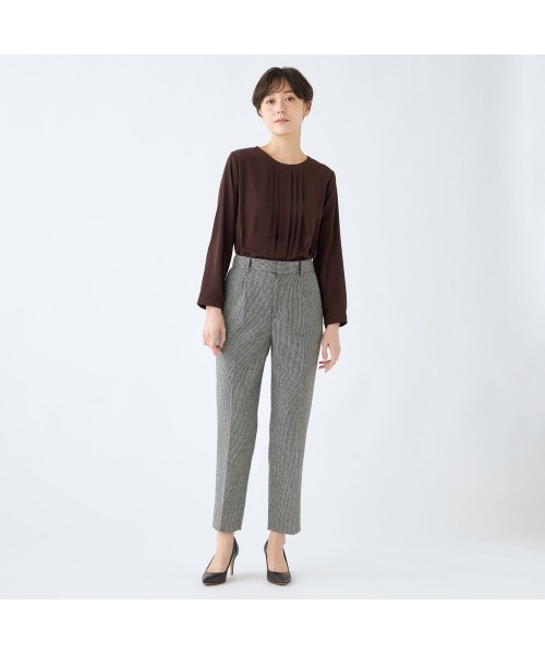 SUIT SELECT（スーツセレクト）の「【セットアップ対応】【すぐ着られるパンツ裾上げ済仕様】【ストレッチ】ハイウエスト・ゆるテーパードパンツ/ハウンドトゥース（スーツパンツ・レディース・グレー系/ブラウン系・S/3L/LL/L/M）」の20枚目の写真