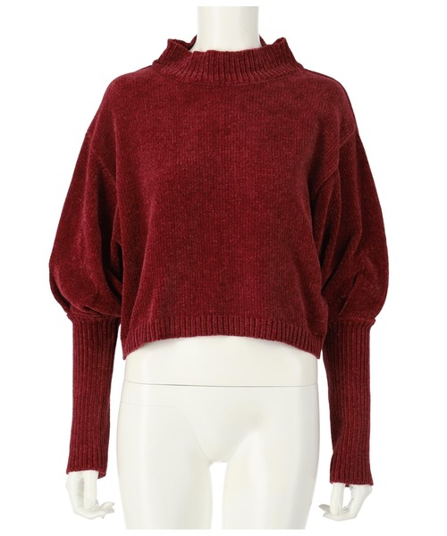 LATINA（ラティーナ）の「ロングカフスモールニットトップス（ニット/セーター・レディース・ワイン/パープル/ブラック・FREE）」の8枚目の写真