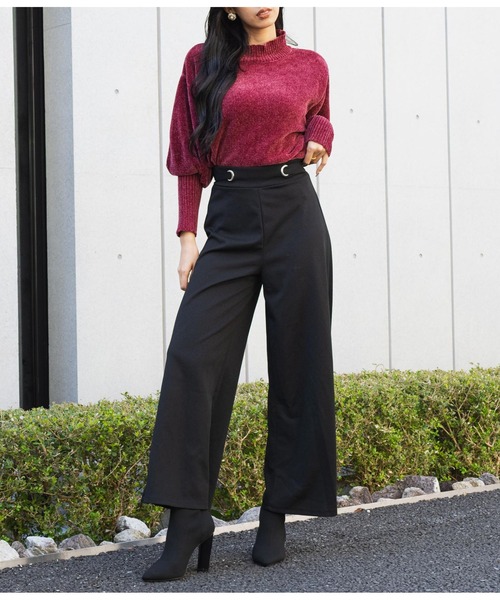 LATINA（ラティーナ）の「ロングカフスモールニットトップス（ニット/セーター・レディース・ワイン/パープル/ブラック・FREE）」の15枚目の写真