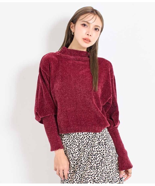 LATINA（ラティーナ）の「ロングカフスモールニットトップス（ニット/セーター・レディース・ワイン/パープル/ブラック・FREE）」の19枚目の写真