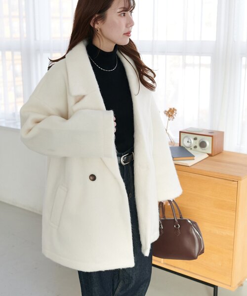 DISCOAT(ディスコート)の「【WEB限定】ダブルテーラージャケット(テーラードジャケット・レディース・チャコールグレー/ブラック/ブラウン/アイボリー/グレイッシュベージュ・FREE)」の6枚目の写真