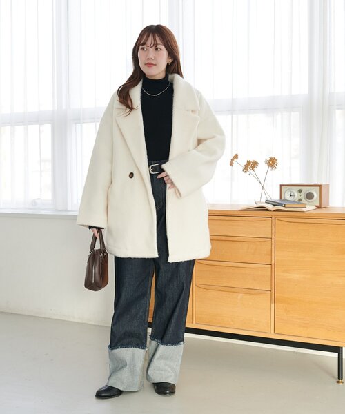 DISCOAT(ディスコート)の「【WEB限定】ダブルテーラージャケット(テーラードジャケット・レディース・チャコールグレー/ブラック/ブラウン/アイボリー/グレイッシュベージュ・FREE)」の7枚目の写真