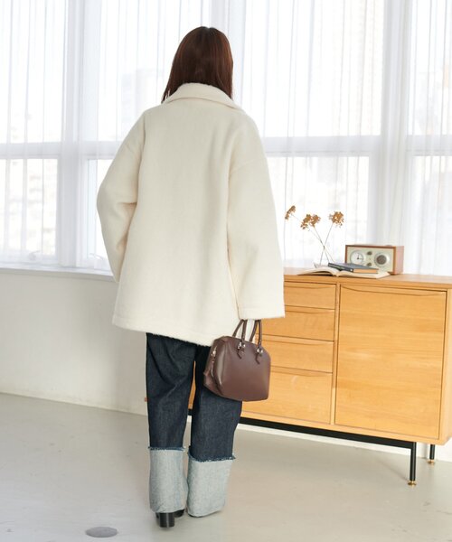 DISCOAT(ディスコート)の「【WEB限定】ダブルテーラージャケット(テーラードジャケット・レディース・チャコールグレー/ブラック/ブラウン/アイボリー/グレイッシュベージュ・FREE)」の9枚目の写真