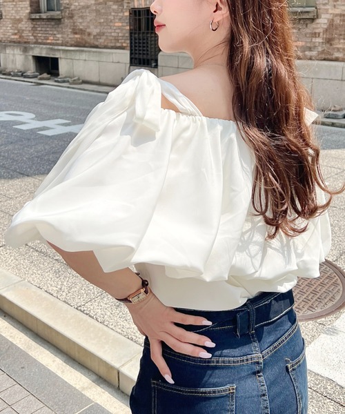 未使用！！オーガンジーリボンブラウス(オフホワイト) Innocent World