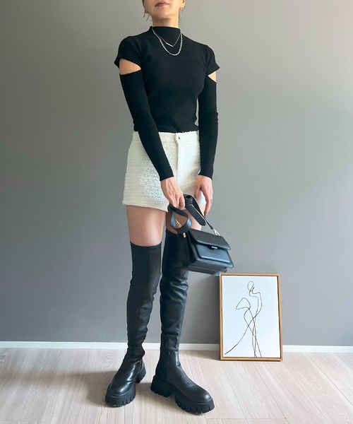 Jewelobe(ジュエローブ)の「ラメツイードマイクロショートパンツ(その他パンツ・レディース・ホワイト/ブラック・S/M)」の8枚目の写真