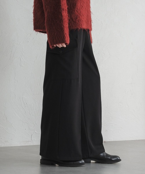 selle glant（セレグランテ）の「WIDE STRAIGHT MILITARY SLACKS/ワイドストレートミリタリースラックス（スラックス・メンズ・ブラック/カーキ・SMALL/MEDIUM/LARGE）」の3枚目の写真