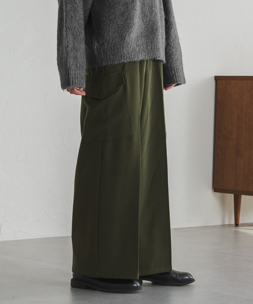 selle glant（セレグランテ）の「WIDE STRAIGHT MILITARY SLACKS/ワイドストレートミリタリースラックス（スラックス・メンズ・ブラック/カーキ・SMALL/MEDIUM/LARGE）」の12枚目の写真