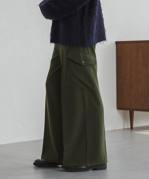 selle glant（セレグランテ）の「WIDE STRAIGHT MILITARY SLACKS/ワイドストレートミリタリースラックス（スラックス・メンズ・ブラック/カーキ・SMALL/MEDIUM/LARGE）」の20枚目の写真