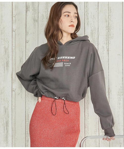 セール】クロップド丈ドロスト裏起毛スウェットパーカー【親子お揃