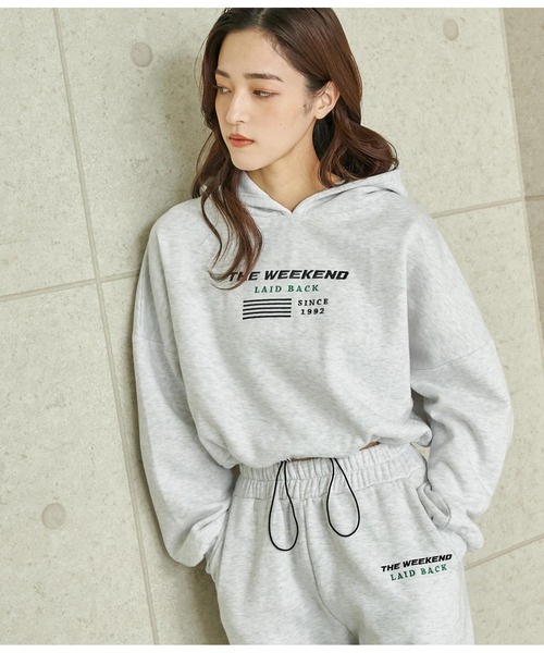 セール】クロップド丈ドロスト裏起毛スウェットパーカー【親子お揃