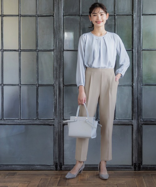 coca(coca)(コカ)の「セットアップ対応タックテーパードパンツ(スラックス・レディース・ブラック/ライトベージュ・L/M)」の6枚目の写真