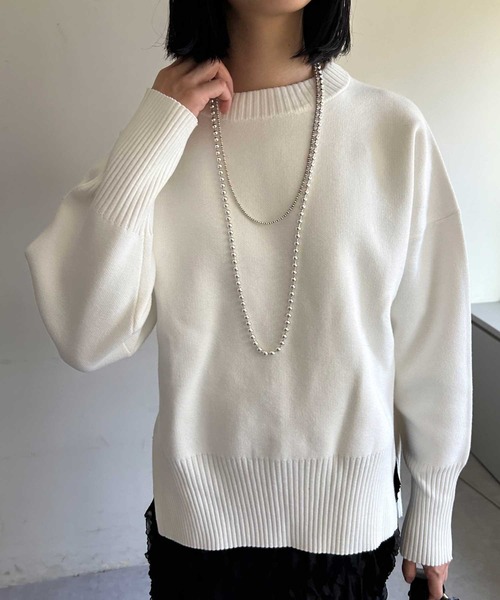 SHENERY（シーナリー）の「スウェットライクニットプルオーバー（ニット/セーター・レディース・ブラック/オフホワイト/オレンジ/ミント・FREE）」の2枚目の写真