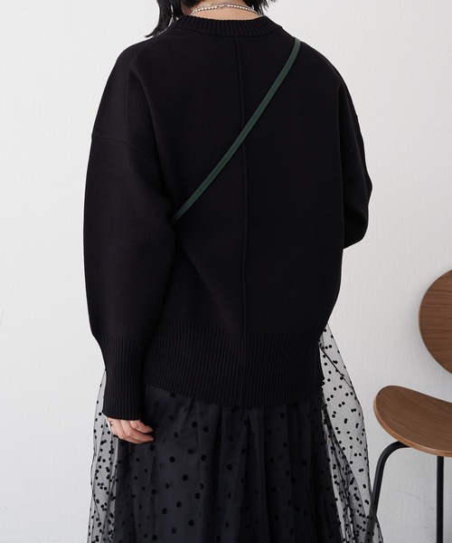 SHENERY（シーナリー）の「スウェットライクニットプルオーバー（ニット/セーター・レディース・ブラック/オフホワイト/オレンジ/ミント・FREE）」の11枚目の写真