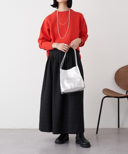 SHENERY（シーナリー）の「スウェットライクニットプルオーバー（ニット/セーター・レディース・ブラック/オフホワイト/オレンジ/ミント・FREE）」の17枚目の写真