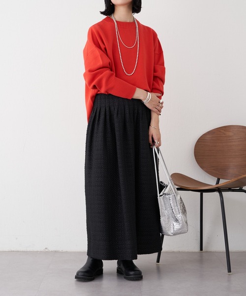 SHENERY（シーナリー）の「スウェットライクニットプルオーバー（ニット/セーター・レディース・ブラック/オフホワイト/オレンジ/ミント・FREE）」の18枚目の写真