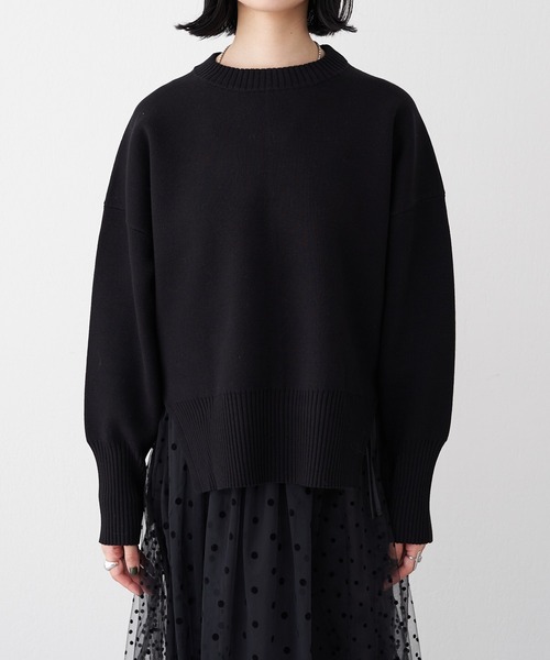 SHENERY（シーナリー）の「スウェットライクニットプルオーバー（ニット/セーター・レディース・ブラック/オフホワイト/オレンジ/ミント・FREE）」の5枚目の写真