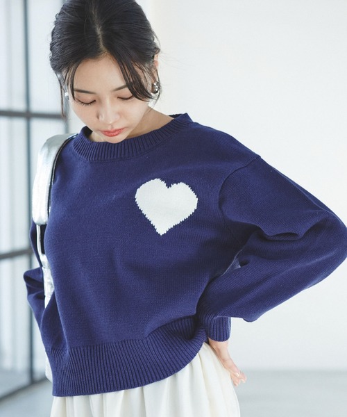 VIS（ビス）の「【洗える】ハートモチーフニット（ニット/セーター